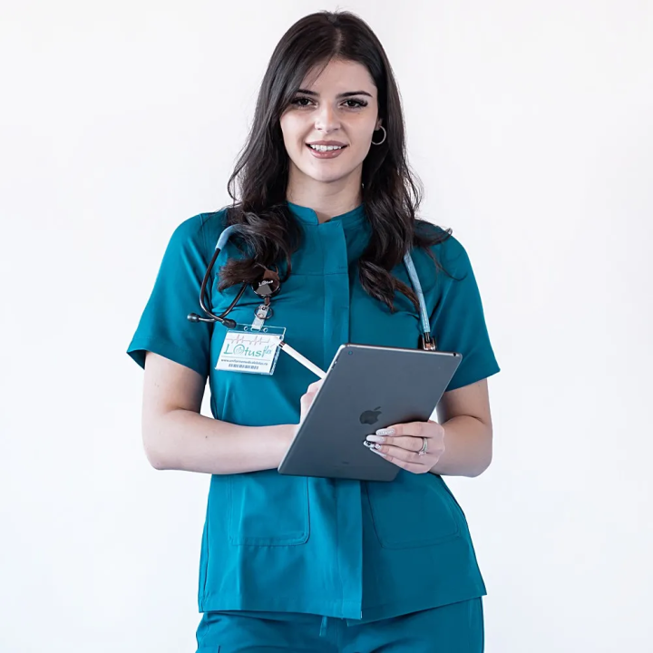 Bluza medicala Lotus Flex, stretch, turcoaz inchis, TRS-JK8 - imagine 2