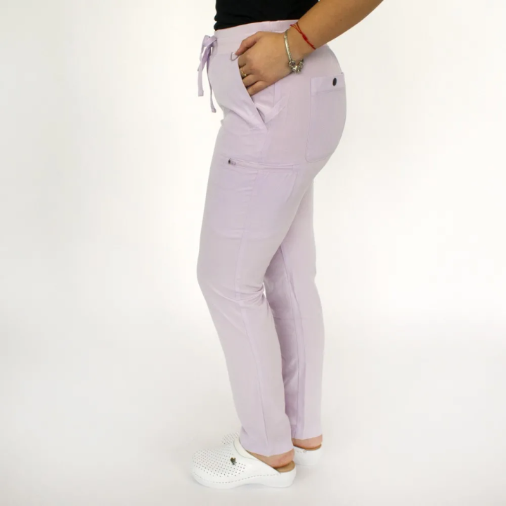 Pantaloni medicali Lotus Flex, stretch, cu snur, mov deschis, RTS-SP3 - imagine 3