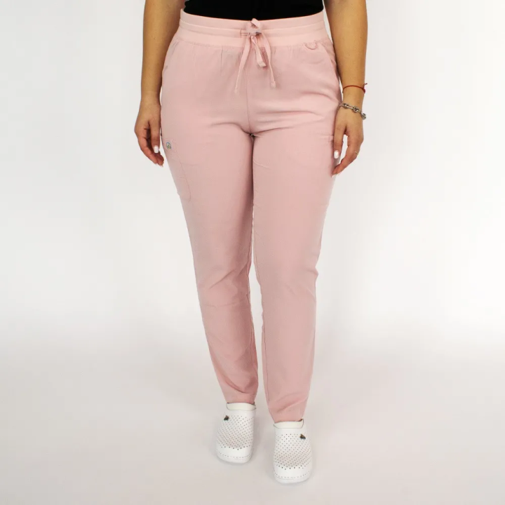 Pantaloni medicali Lotus Flex, stretch, cu snur, roz prafuit, RTS-SP3 - imagine 1