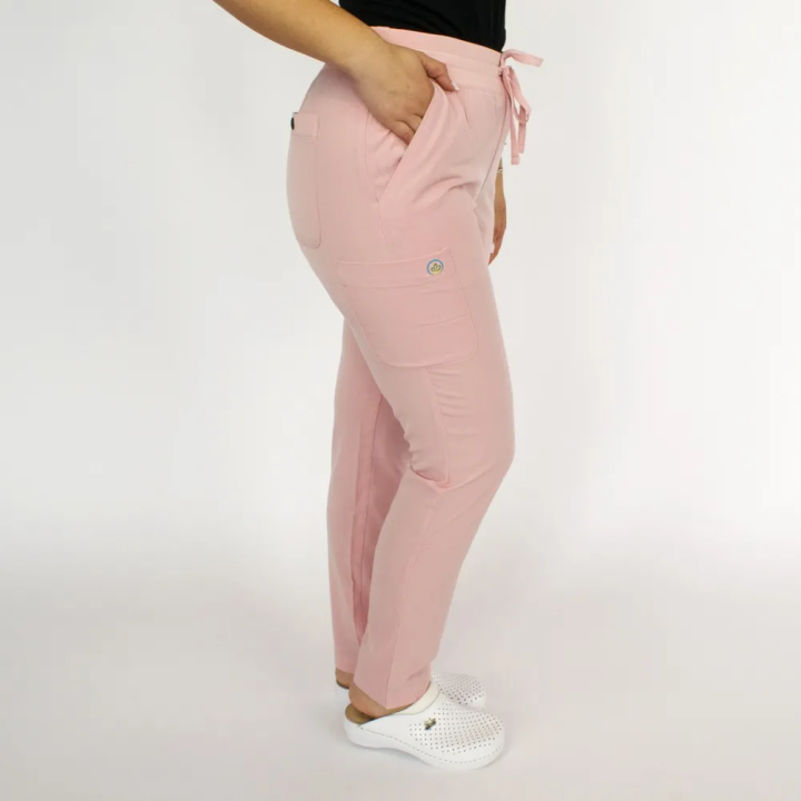 Pantaloni medicali Lotus Flex, stretch, cu snur, roz prafuit, RTS-SP3 - imagine 2
