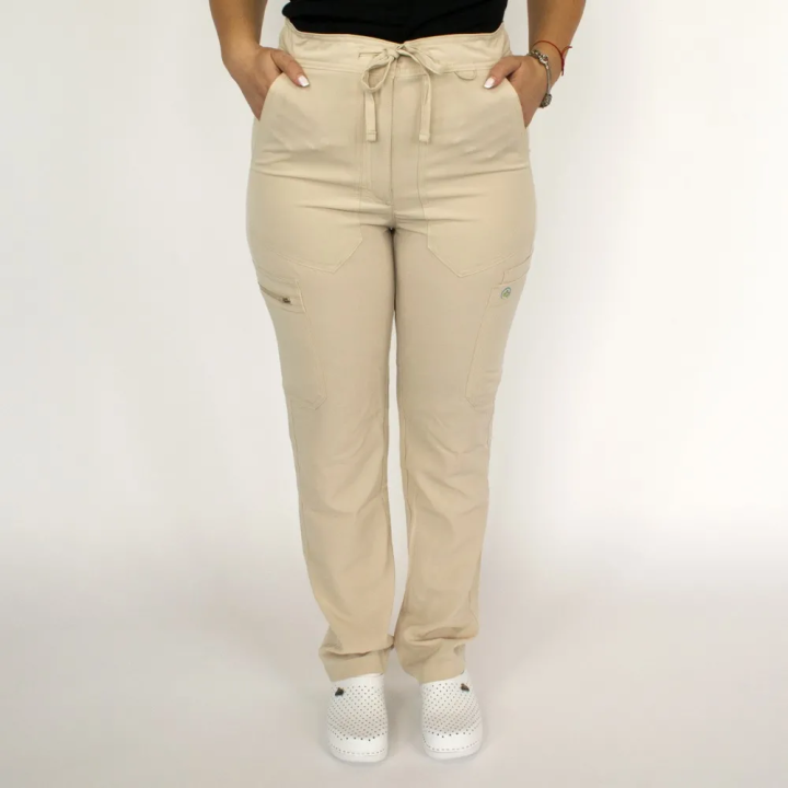 Pantaloni medicali Lotus Flex, stretch, cu elastic si snur, bej, RTS-SP6 - imagine 1
