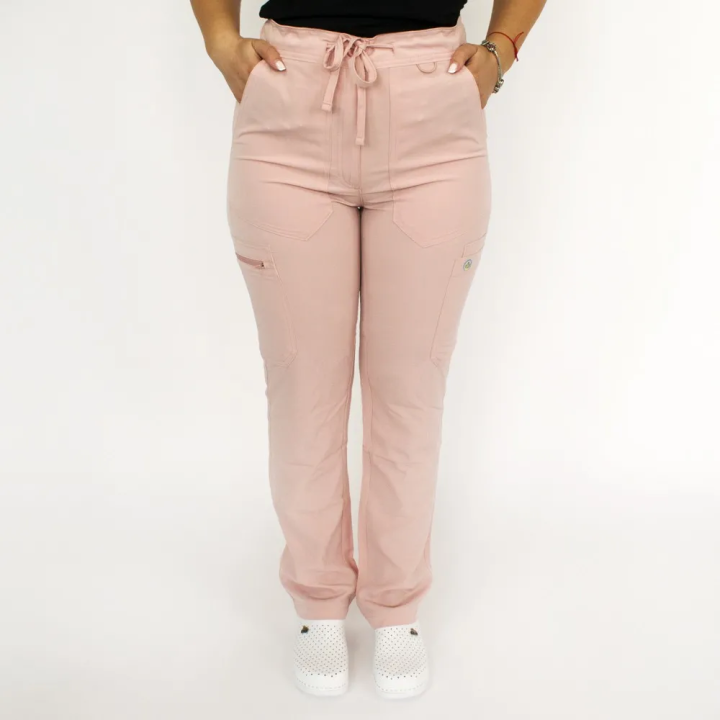 Pantaloni medicali Lotus Flex, stretch, cu elastic si snur, roz prafuit, RTS-SP6 - imagine 1