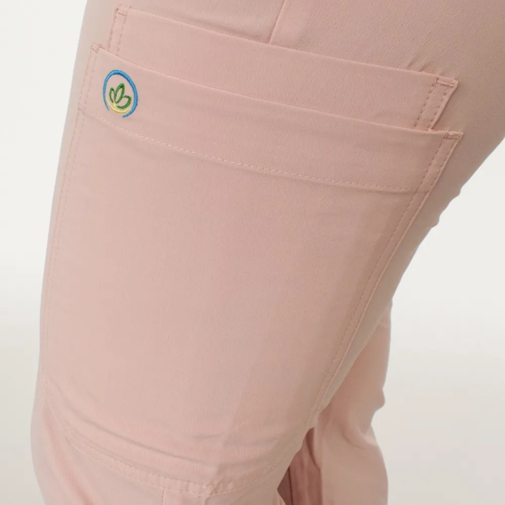 Pantaloni medicali Lotus Flex, stretch, cu elastic si snur, roz prafuit, RTS-SP6 - imagine 5