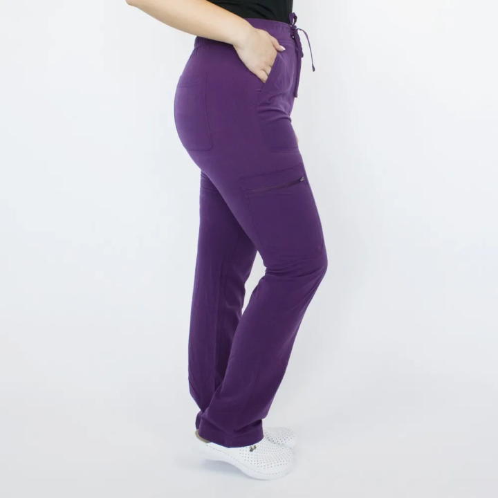 Pantaloni medicali Lotus Flex, stretch, cu elastic si snur, wine, RTS-SP6 - imagine 2