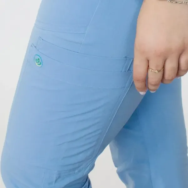 Pantaloni medicali Lotus Flex, stretch, cu elastic si snur, albastru ciel, TS-SP6