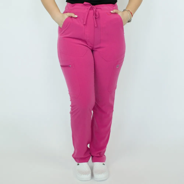 Pantaloni medicali Lotus Flex, stretch, cu elastic si snur, fucsia orhidee, TS-SP6 - imagine 1