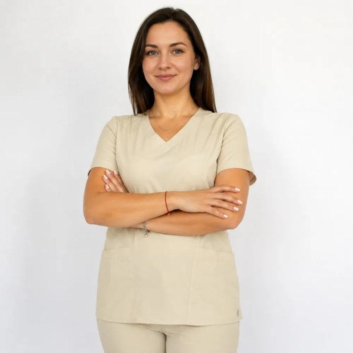 Bluza medicala Lotus Flex, stretch, bej, RTS-NP24 - imagine 1