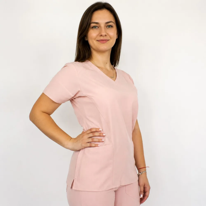 Costum medical Lotus Flex, stretch, roz prafuit, RTS-NP24 RTS-SP6 - imagine 4