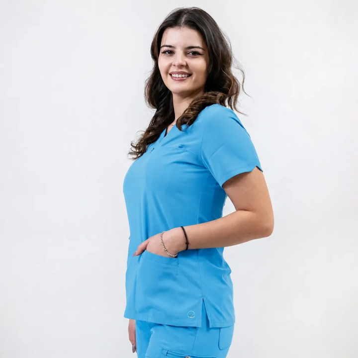 Bluza medicala Lotus Flex, stretch, albastru deschis, TS-NP10 - imagine 2