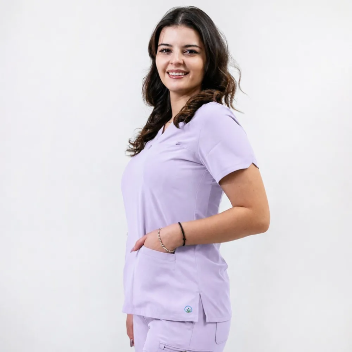 Bluza medicala Lotus Flex, stretch, mov deschis, RTS-NP10 - imagine 2