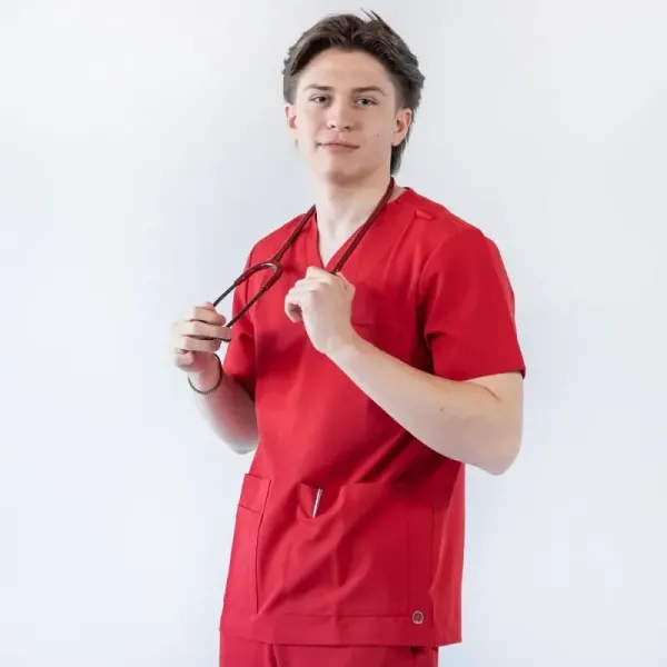 Bluza medicala Lotus Flex, stretch, rosu, TS-NP16