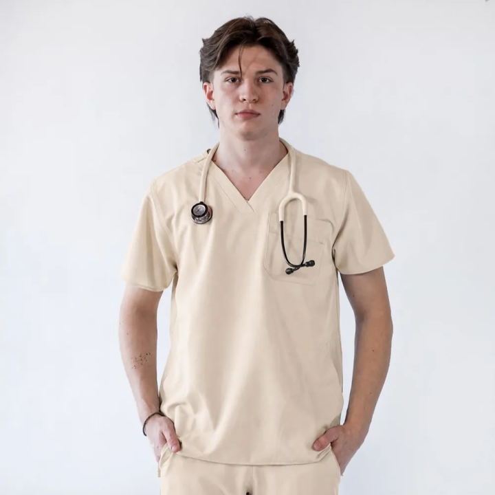 Bluza medicala Lotus Flex, stretch, bej, RTS-NP23 - imagine 2