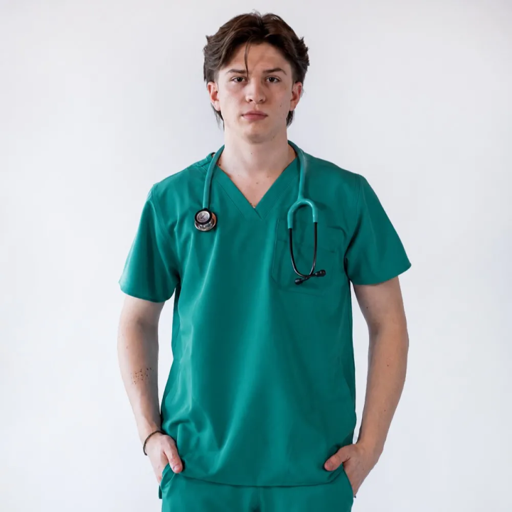 Bluza medicala Lotus Flex, stretch, verde Hunter deschis, RTS-NP23 - imagine 2